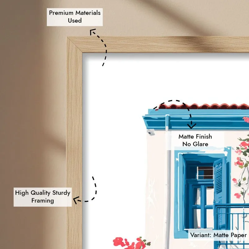 Window Shutters Canvas Wall Painting - Brown Frame media 7