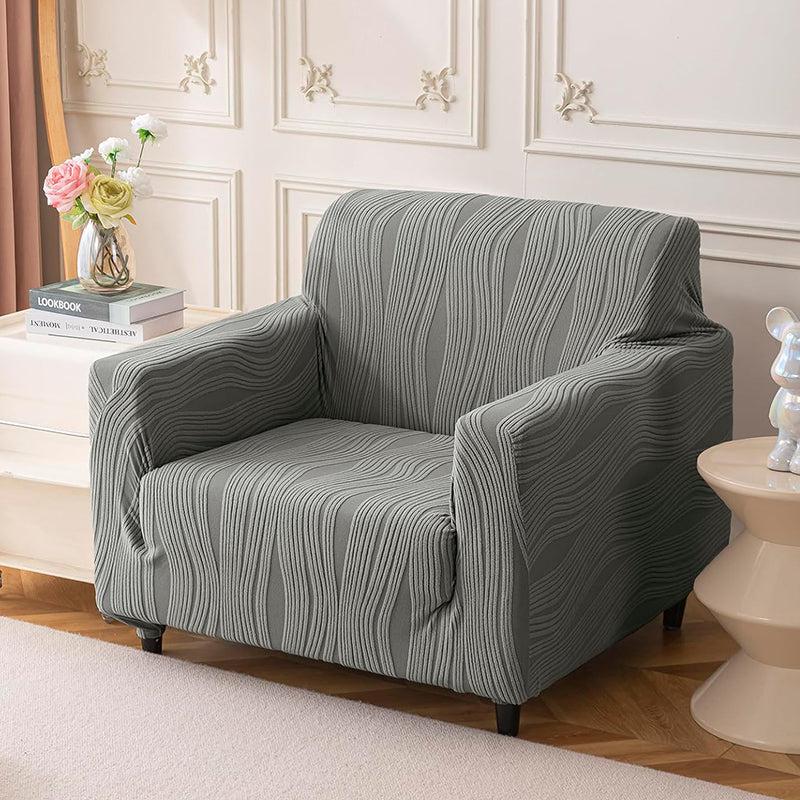 Velvet Night Cotton Solid Sofa Cover (Dark Grey) - Single Seater media 3