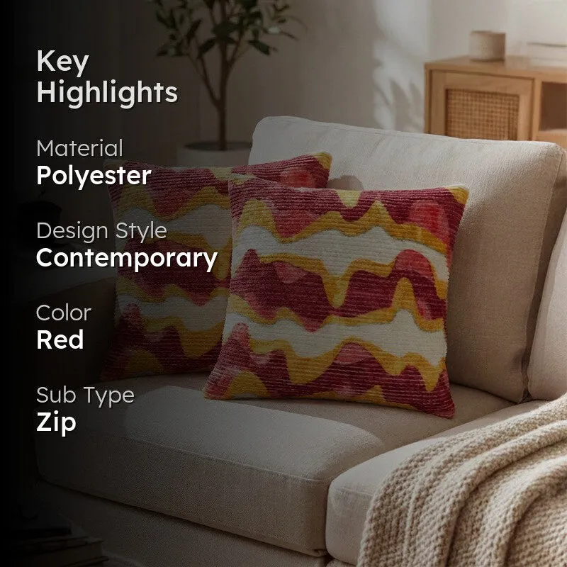 RythmFlow Cushion Cover (Maroon) - Set Of Two media 2