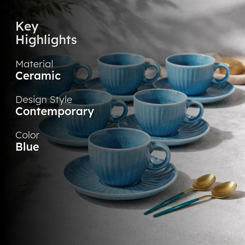 Siplet Cup & Saucer (Sky Blue/150 mL Each) - Set of Six media 2