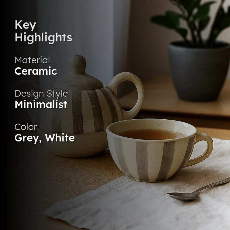Silensteep Ceramic Tea Pot With Tea Cup (Grey/200 mL/350 mL) - Two Piece Set media 2