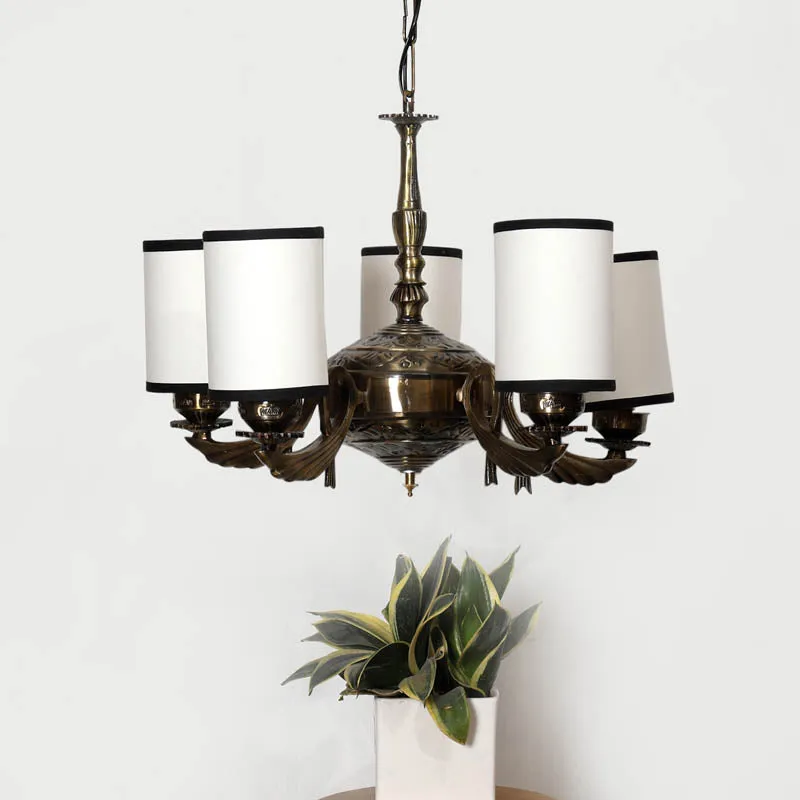 Letica Cylindrical Golden Antique Ceiling Lamp media 2