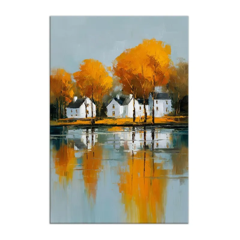 Golden Trees Reflection Canvas Wall Art media 3