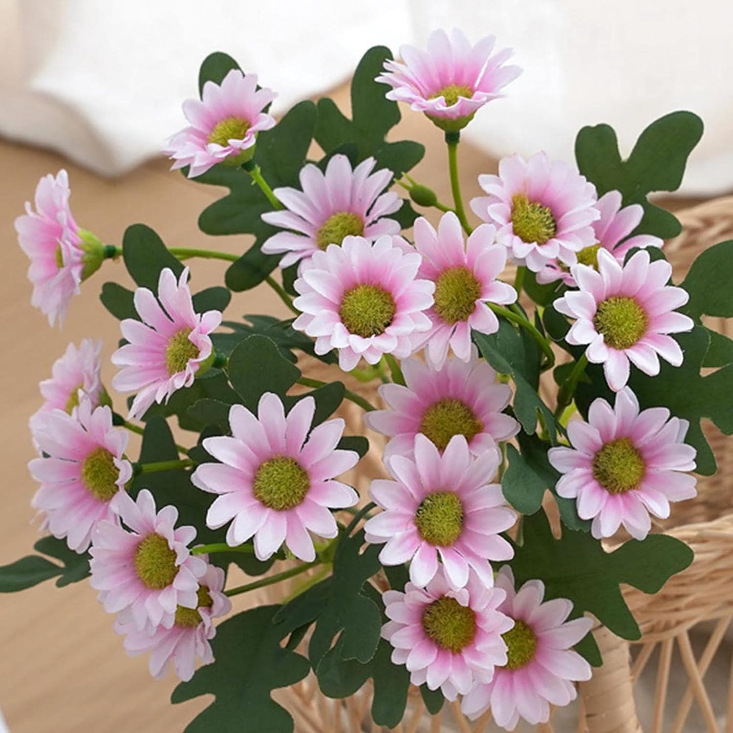 Azure Daisy Artificial Flower (Pink) - Set of Two media 6