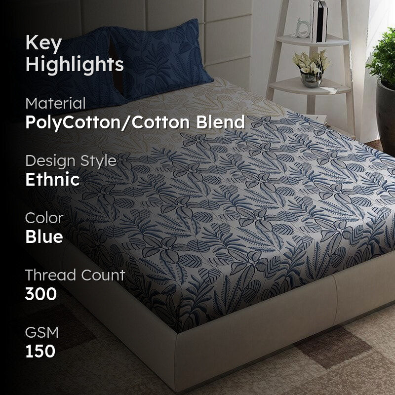 Cami Floral Bedsheet (Blue) - 150 GSM media 2