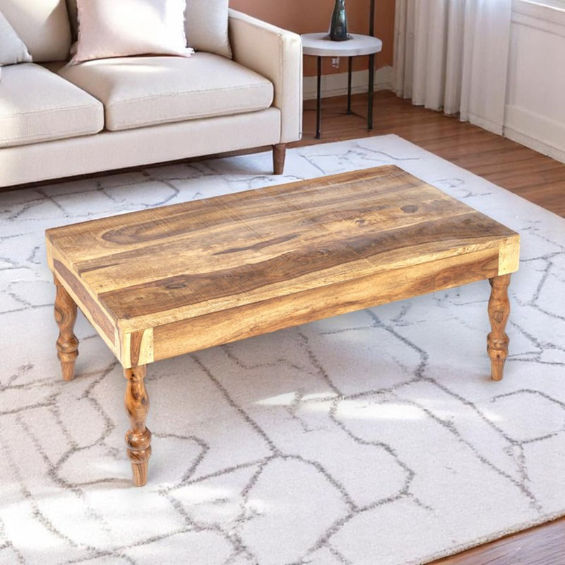 Zynex Sheesham Wooden Center Table - Brown,Beige