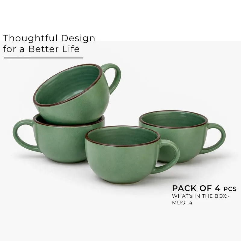 Cuddle Ceramic Tea Cup (250 mL Each),Green) - Set Of Four media 3