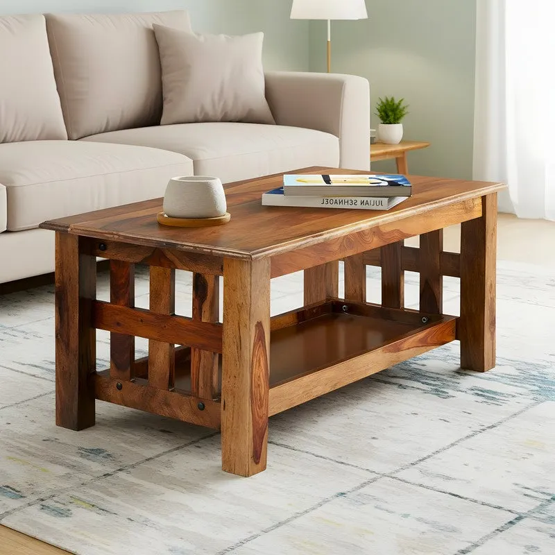 Brenox Sheesham Wooden Center Table - Brown media 1
