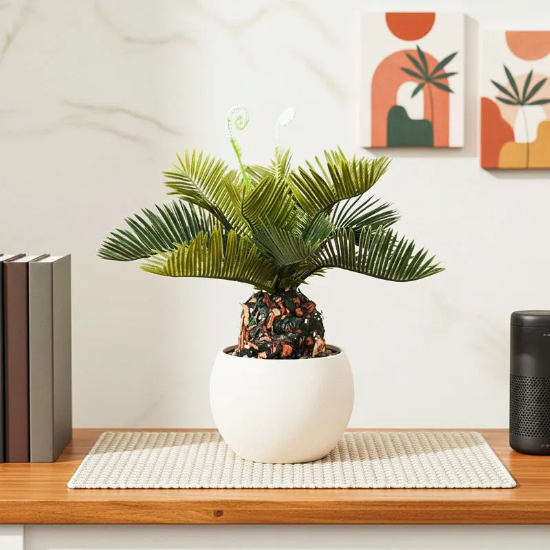 Lifelike Cycas Artificial Plant With Black Plastic Pot media 6