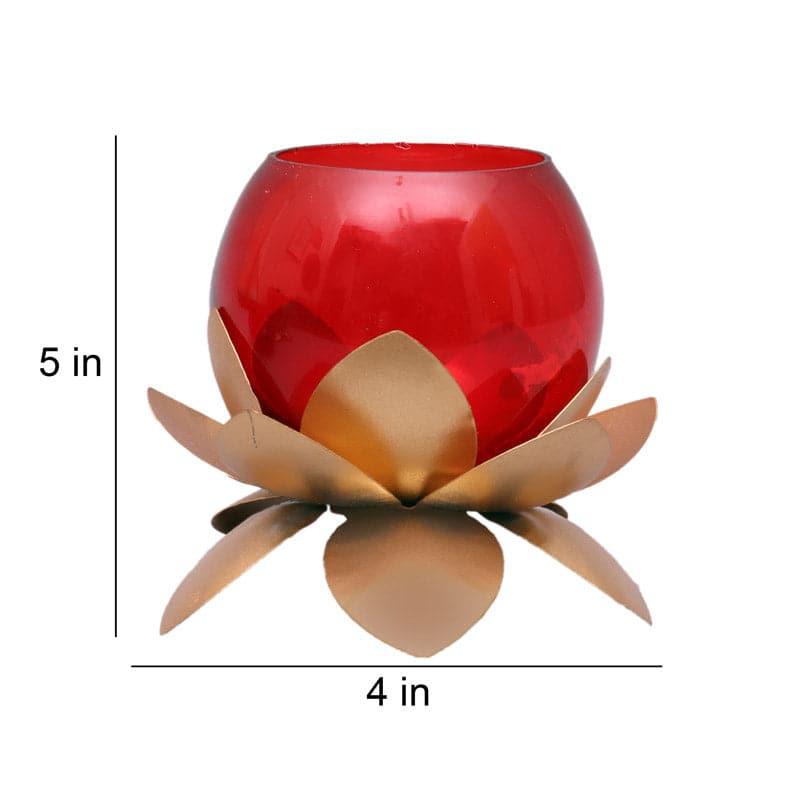 Lotus Tealight Candle Holder (Red) - Set Of Two media 5