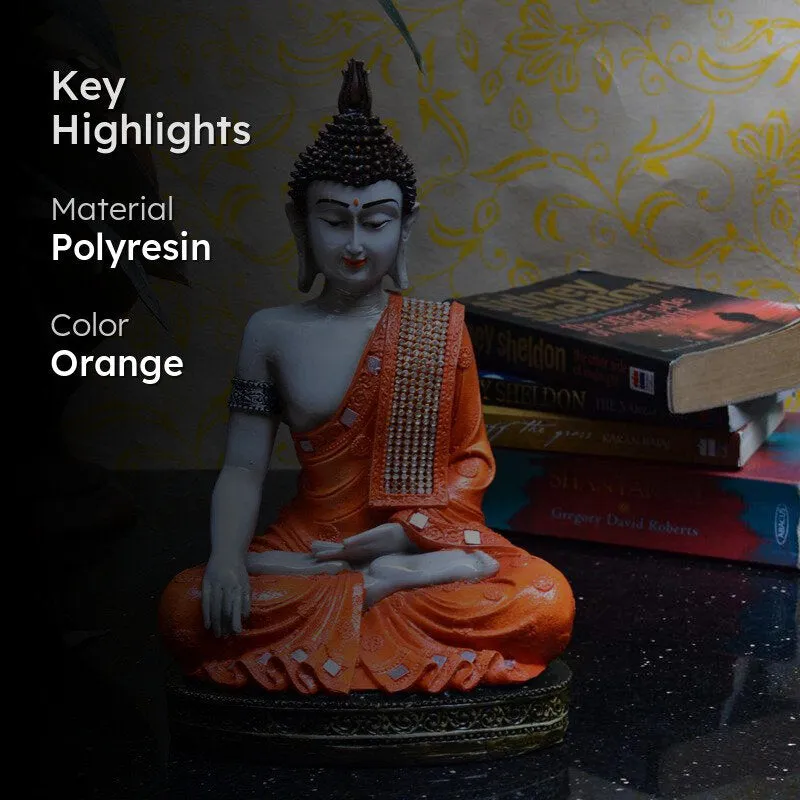 Mediatating Buddha Showpiece - Orange media 2