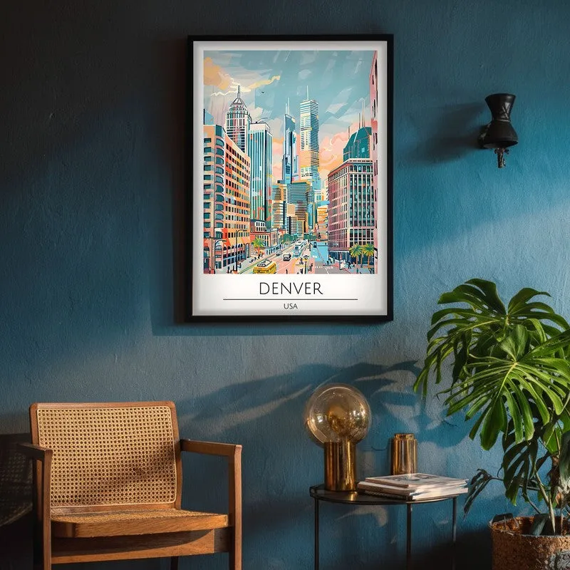 Vintage Denver Framed Canvas Wall Painting media 4
