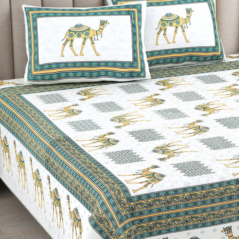 Bringa Cotton Bedsheet (Green, Yellow) - 180 TC media 3