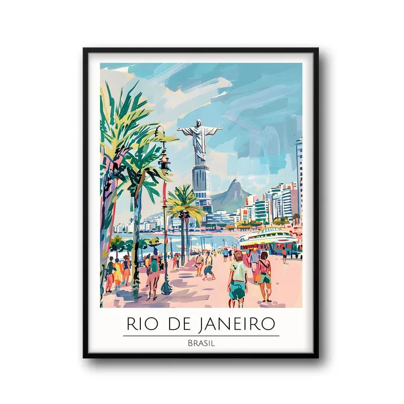 Vintage Rio De Janeiro  Framed Canvas Wall Painting media 5