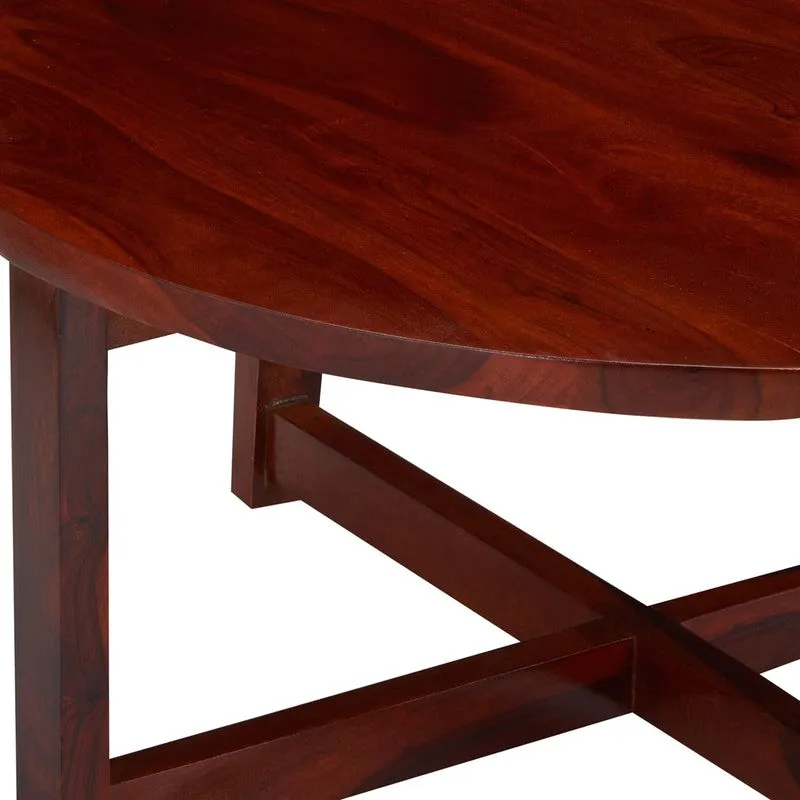 Gravex Sheesham Wooden Center Table with Stools and Cushions (Brown,Red) - Nine Piece Set media 7