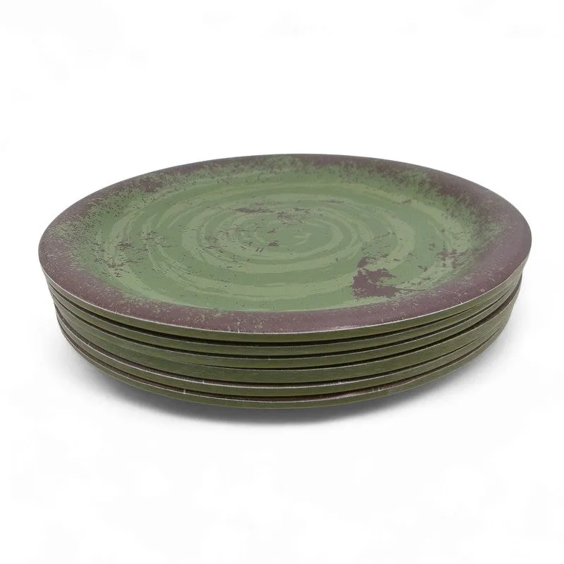 Rustic Q Olive Green Melamine Quarter Plates - Set of Six - 9