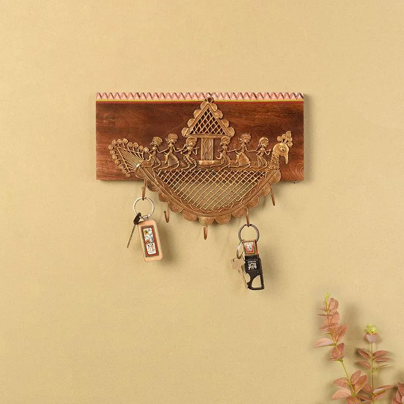 Ujjwala Ornate Teak Wood Key Holder media 1