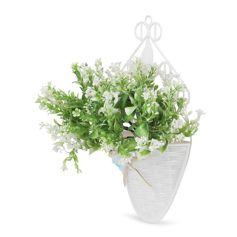 Softline Jasmine Artificial Flower With Wall Pot (White) - Set Of Two media 5