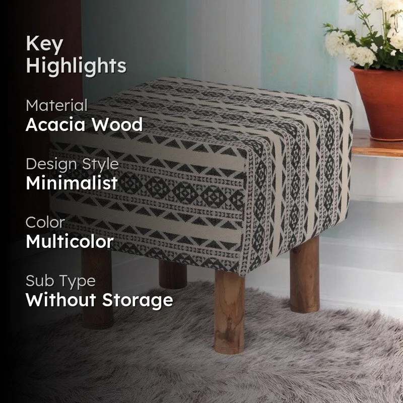 Srixon Acacia Wooden Ottomans - Multicolor media 2