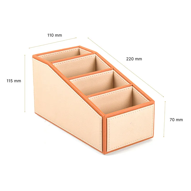 Tisca Slant Faux Leather Desk Organizer - Beige media 9