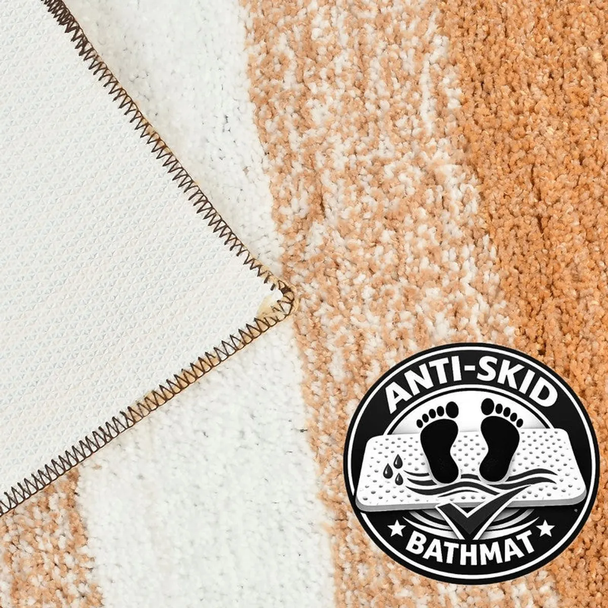 Close-up of the bath mat's rubber anti-skid backing