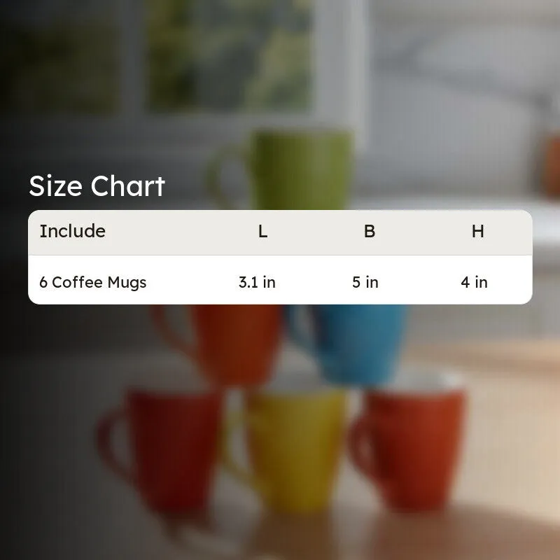 Adsinthe Ceramic Coffee Mug (300 mL Each) - Set Of Six media 7