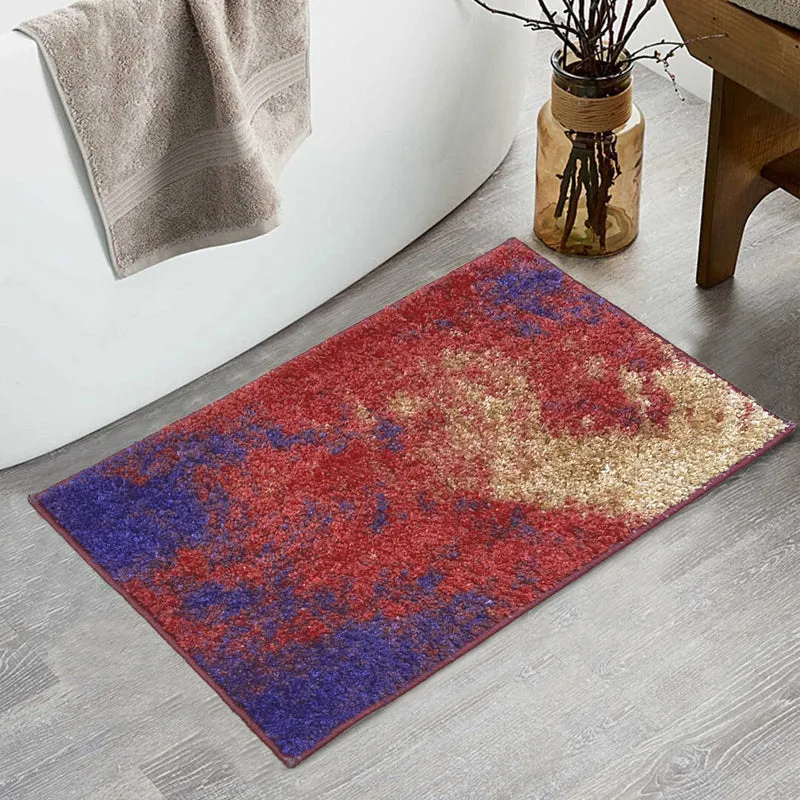 Naplet Micro Fiber Bath Mat - Red,Beige media 3