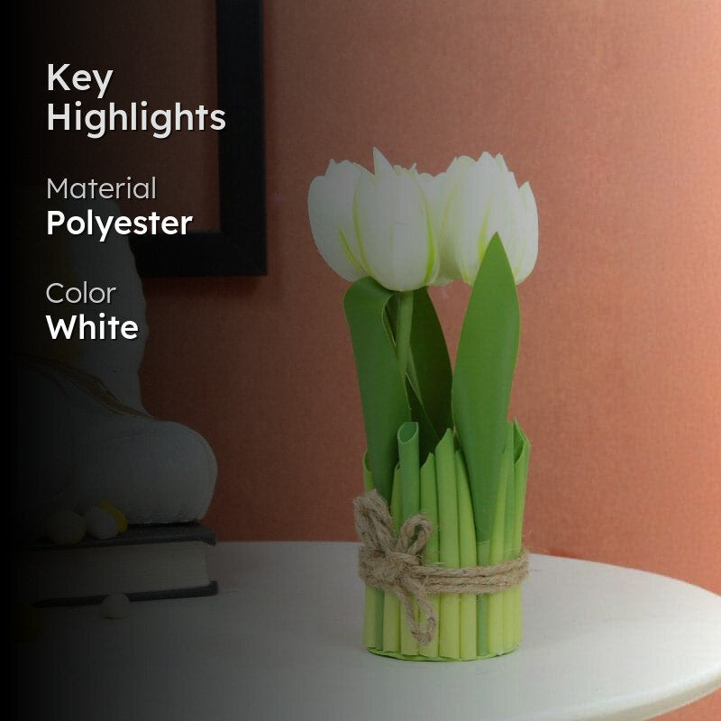 Faux Tube Tulip Flower Bunch - White media 2