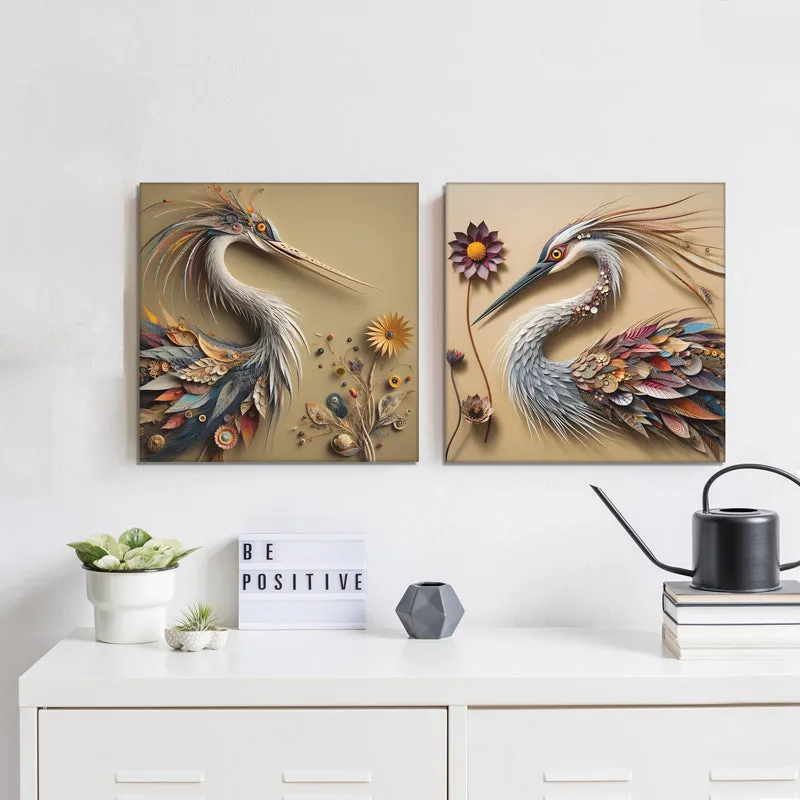Precious Wings Canvas Wall Painting - Set Of Two media 3