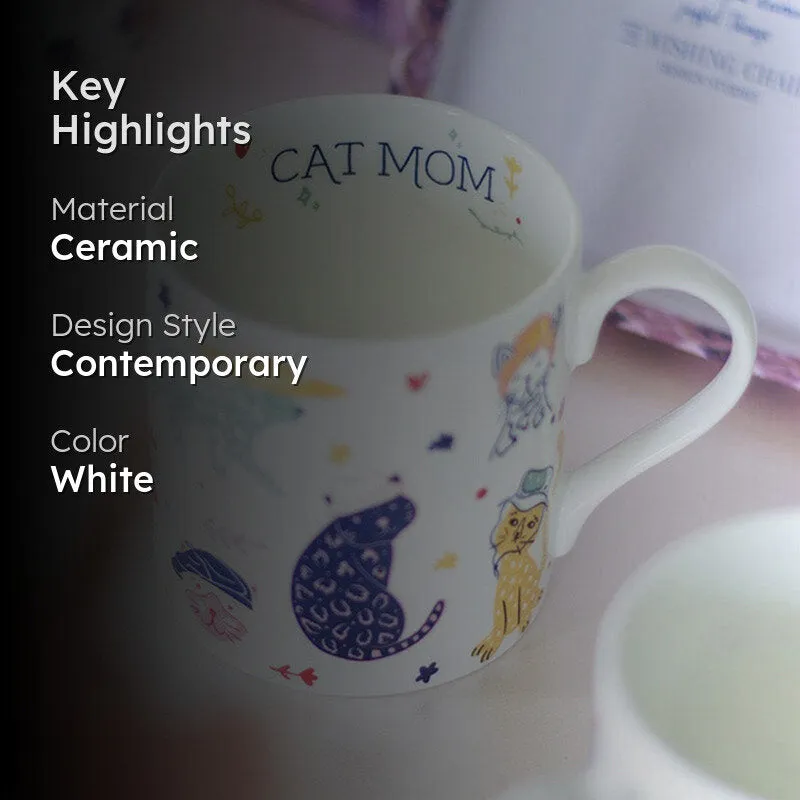 Cat Ceramic Coffee Bone China Coffee Mug (300 mL) media 2