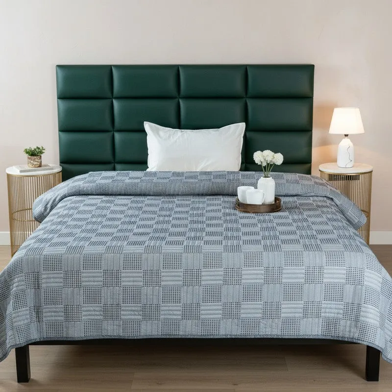 GridForm Cotton Bedsheet (Navy Blue) - 300 TC media 1