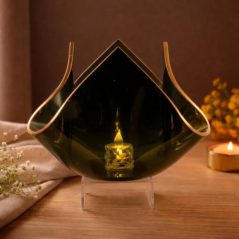Noire Bloom Black & Gold Tulip Glass Candle Holder media 1