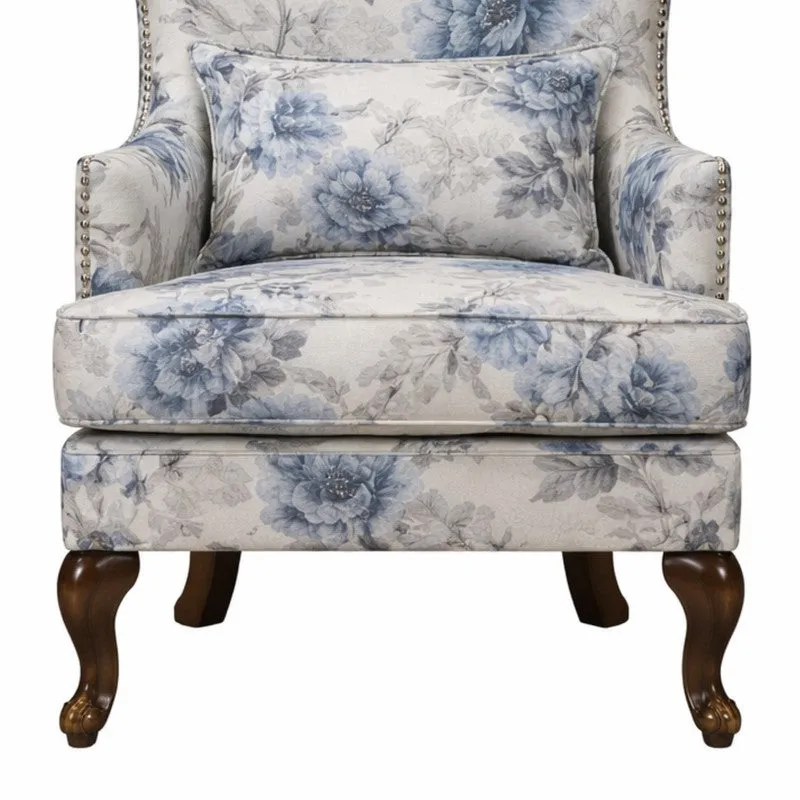 Florva Teak Wood & Velvet Printed Lounge Chair media 6