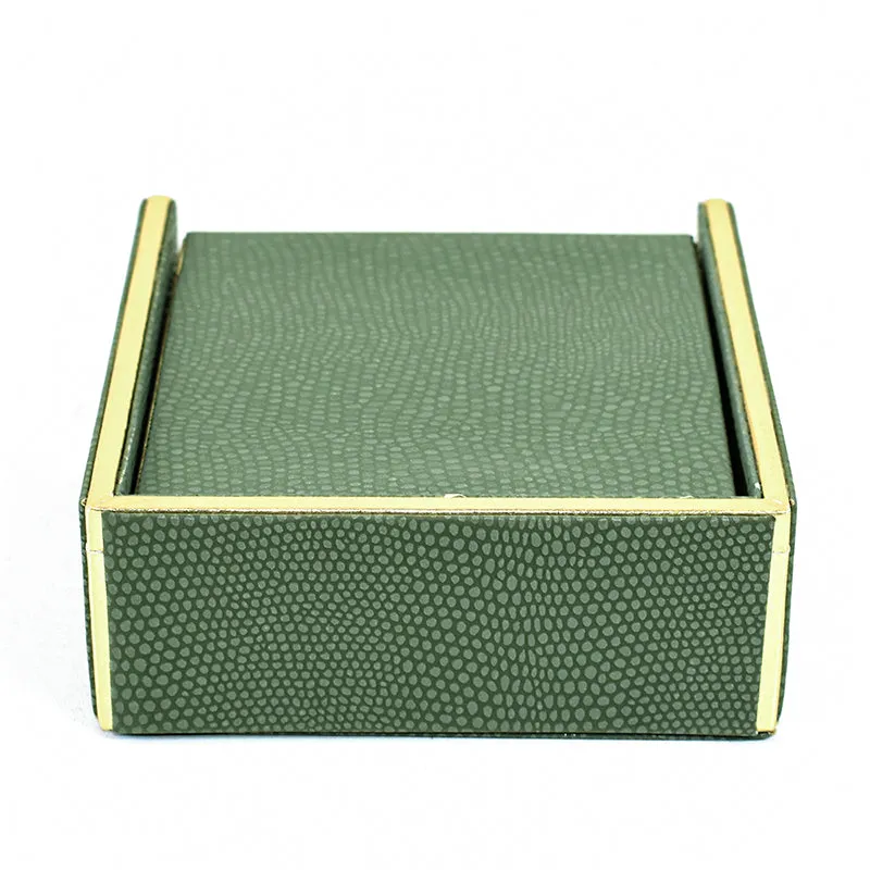 Tisquo Faux Leather Coaster (Olive Green) - Seven Piece Set media 7