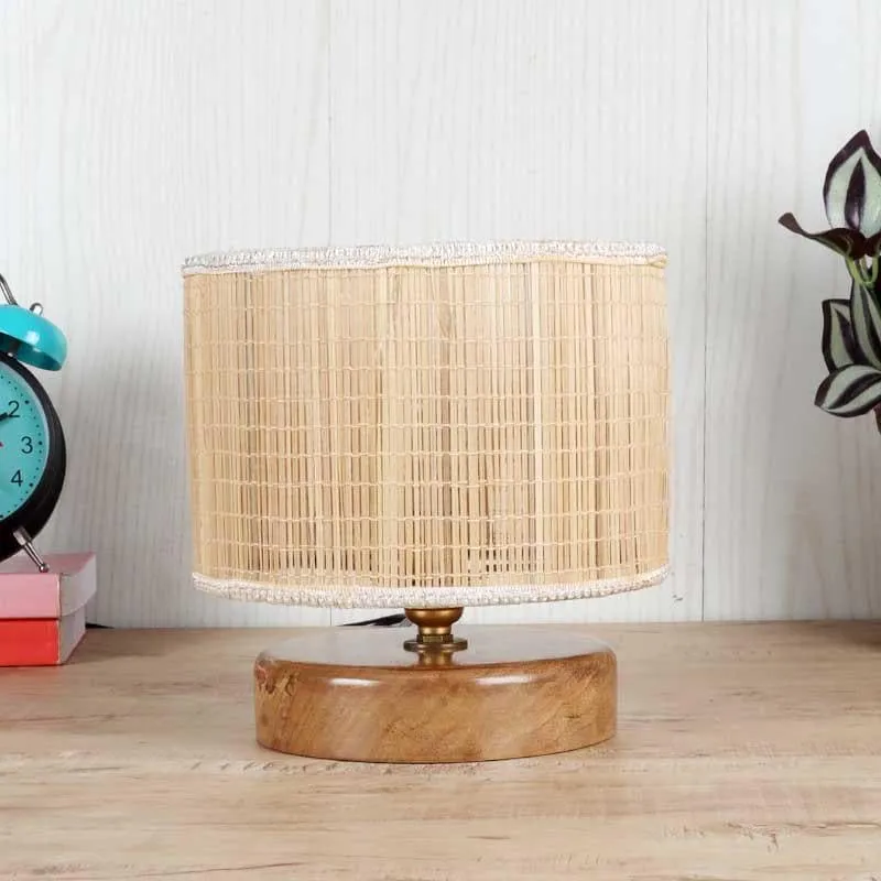 Husky Short Bamboo Table Lamp - Beige,Brown media 4