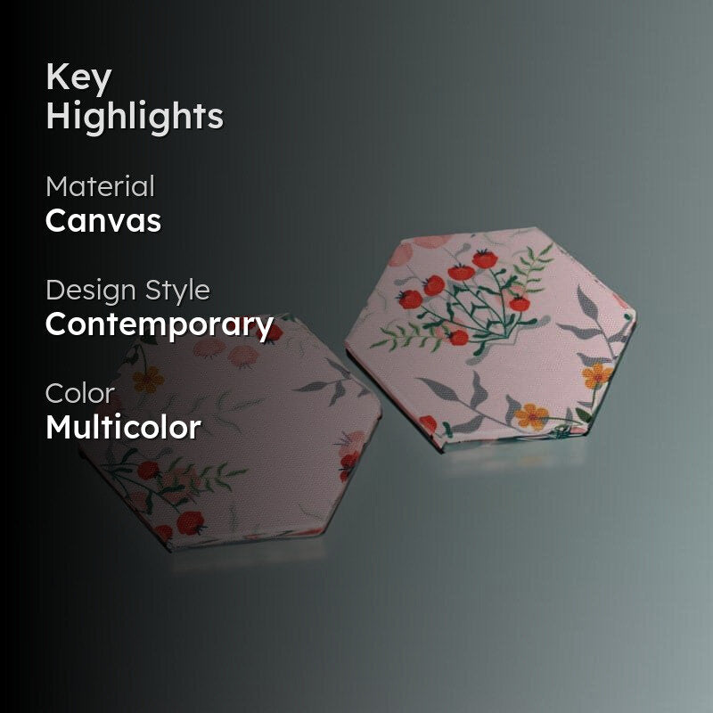 Floral Ecstasy Hexa Canvas Coaster - Set Of Two media 2