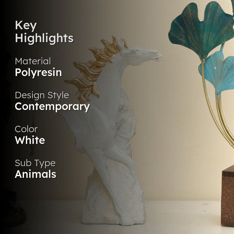 Stallion In Wind Showpiece - White media 2