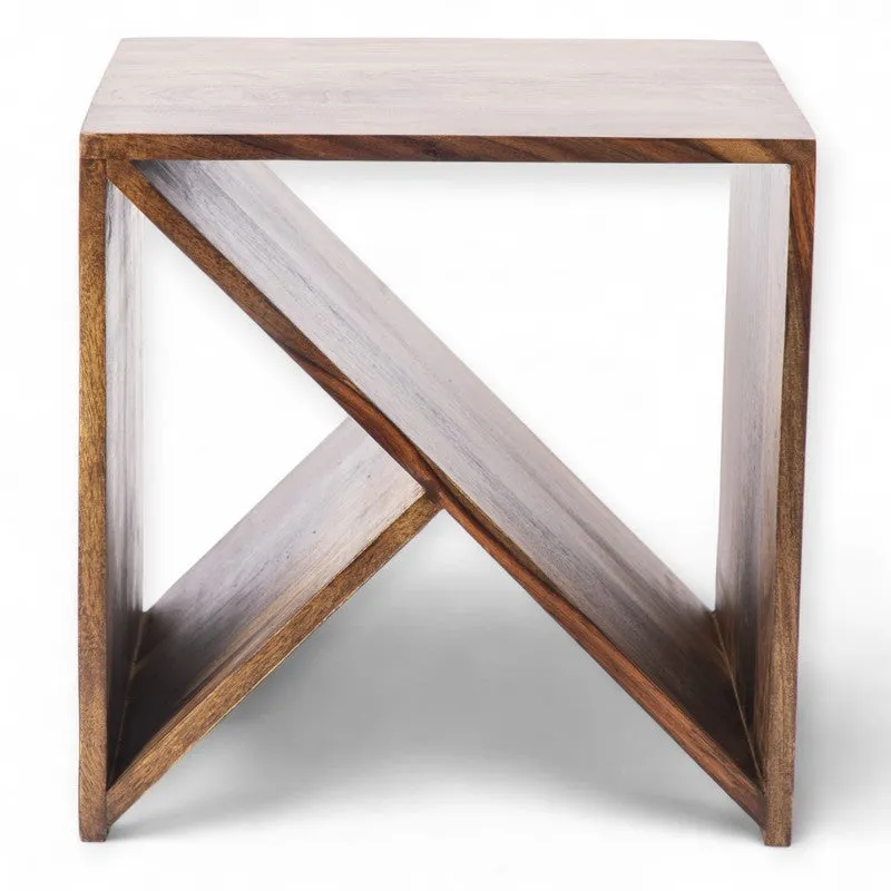 Averox Sheesham Wooden Side & Bedside Table - Brown,Beige media 4