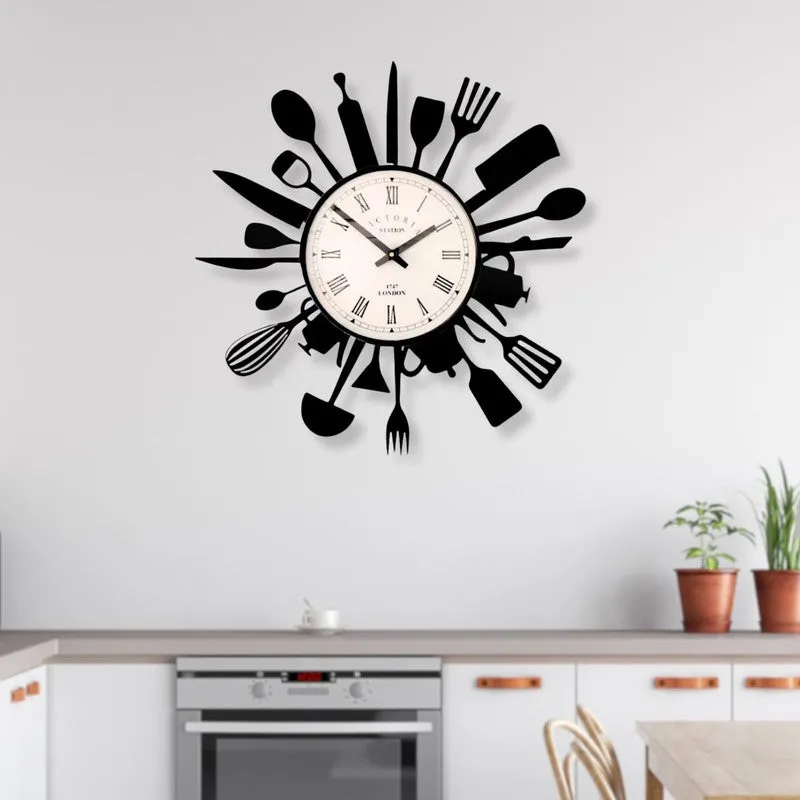 Culinora Steel Analog Wall Clock - Black media 3