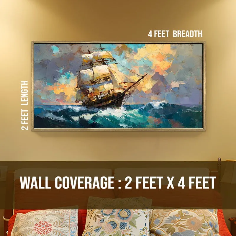 Blue Expanse Canvas Wall Painting With Frame media 8