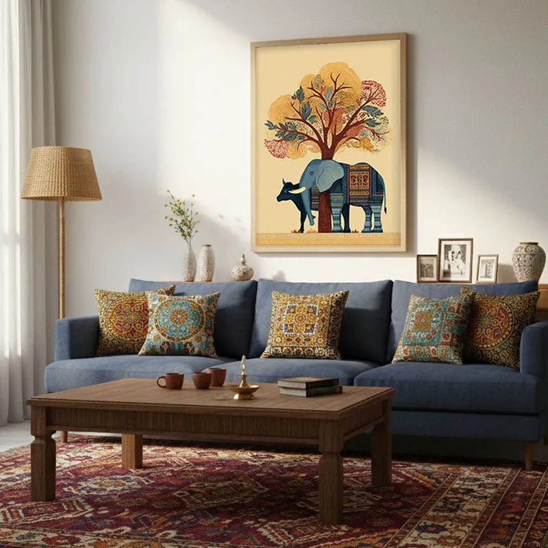 Gajraj Canvas Wall Painting With Brown Frame media 6