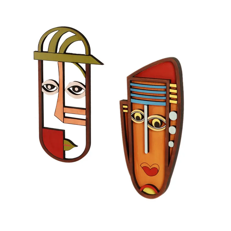 Kavya Mask Wooden Wall Accent - Set of Two media 4