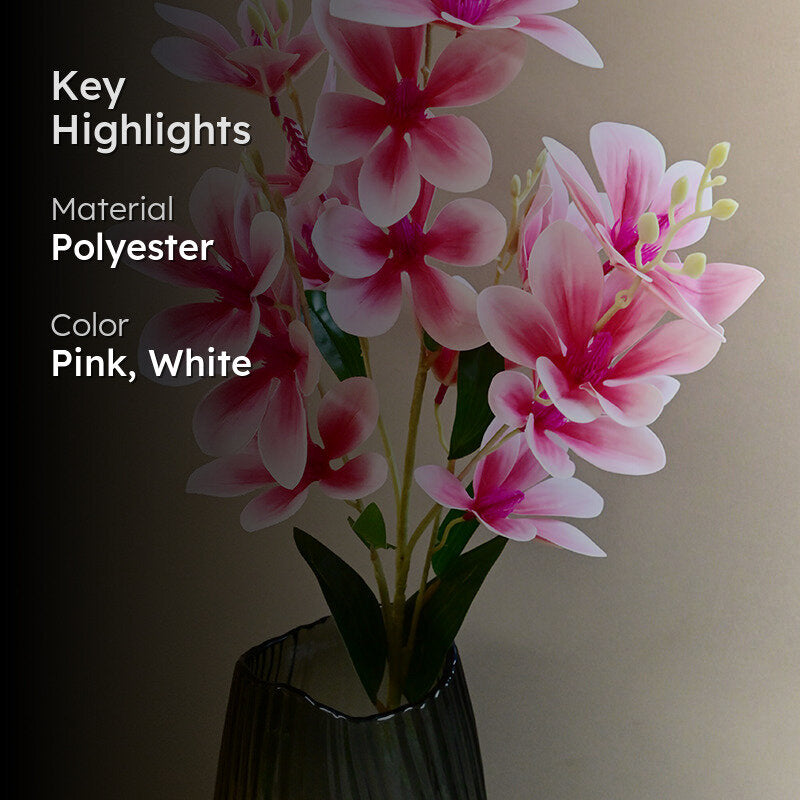 Violaire Polyester Artificial Flower Stick - Pink & White media 2