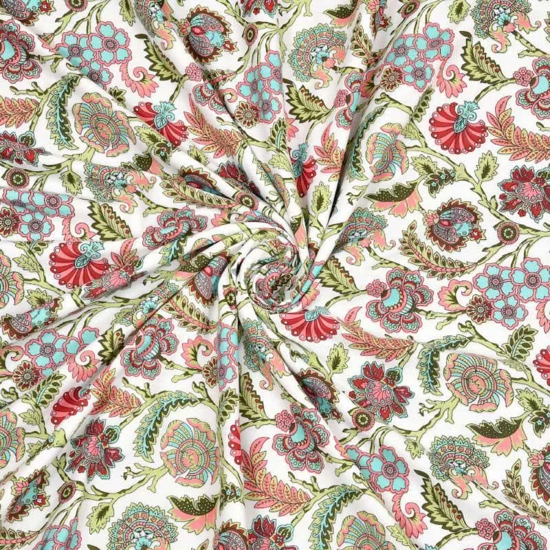 Tvisha Floral Printed Green & Pink Cotton Dohar media 6