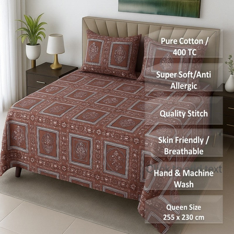 Kalaash Cotton Bedsheets (Maroon)- 400 TC media 7
