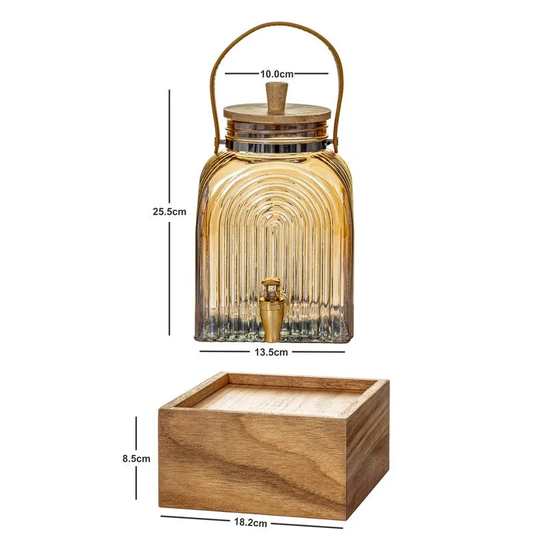 Glass Drink Dispenser with Wooden Stand (3000 Ml) - Two Piece Set media 7