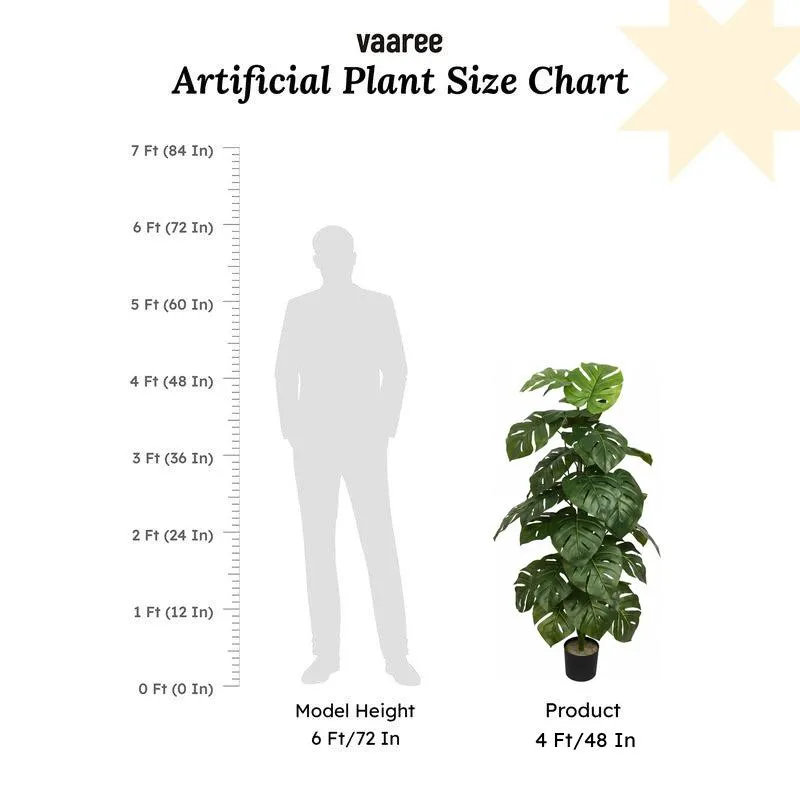 Monever Artificial Monstera With Black Plastic Pot - 4 Feet media 7