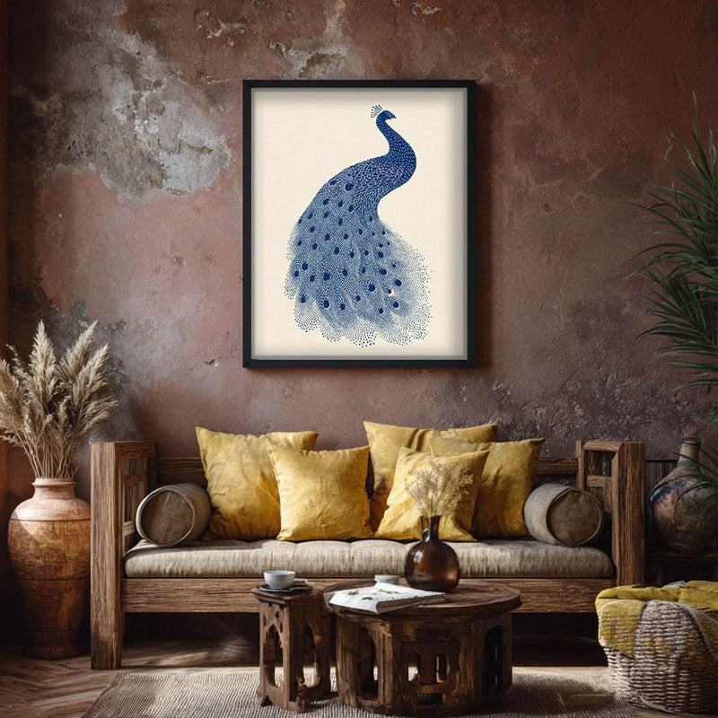 Minimal Peacock Motif Canvas Wall Painting With Black Frame media 7