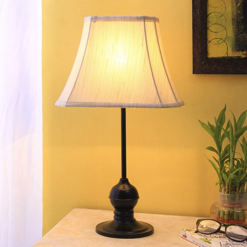 Glowflare Cotton Table Lamp With Iron Base - Beige