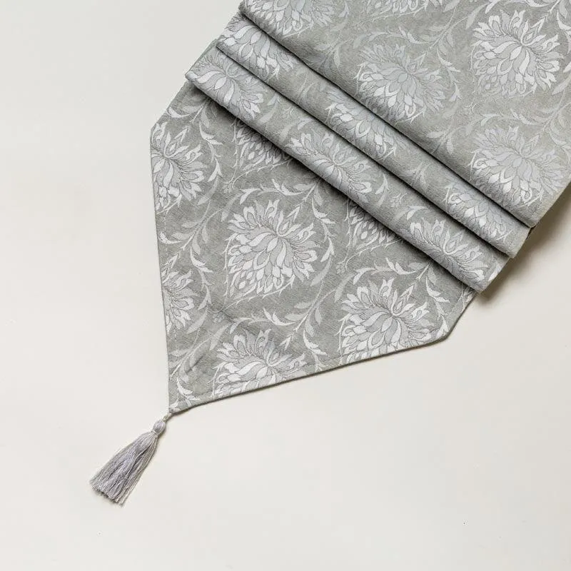 Pierre Paisley Jacquard Table Runner- Grey media 4